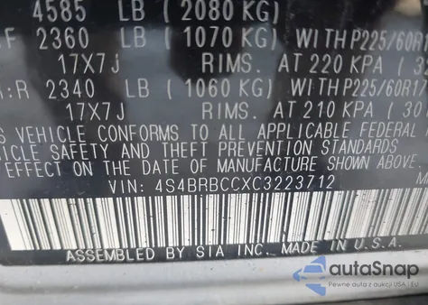 2012 Subaru Outback 2.5I Premium из США, поврежденный, VIN 4S4BRBCCXC3223712